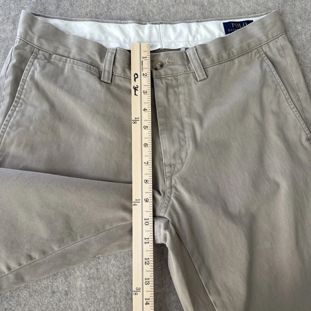 Polo Ralph Lauren Slim Fit Chino Pants Mens Actual 32x32 Khaki Cotton Flat Front